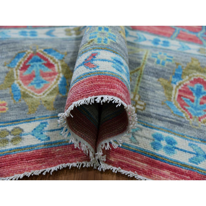 10'1"X14' Coral Pink Hand Knotted Oushak Weave And Design Pure Wool Rug