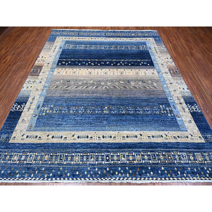 8'X9'7" Dark Sapphire Blue Fine Kashkuli Gabbeh Hand Knotted Oriental Rug