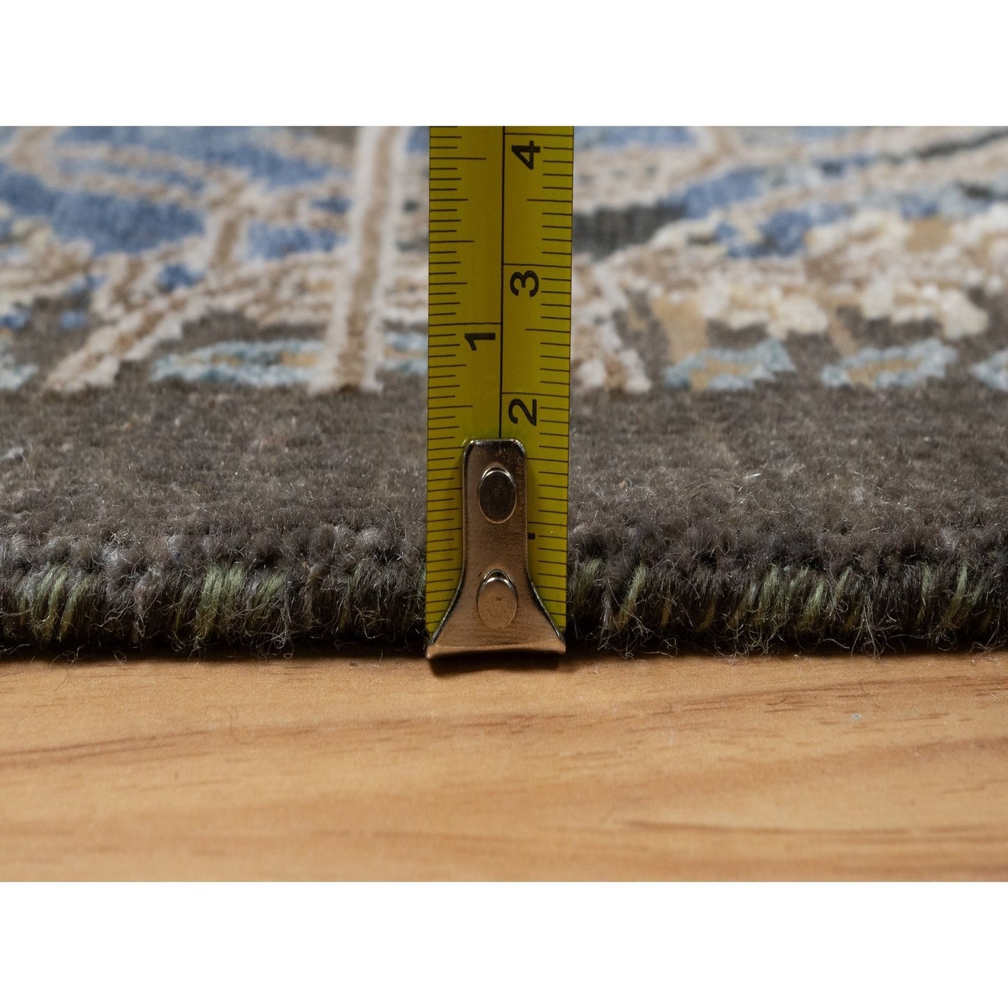 2'X3' Brown Broken & Erased Saroogh Design Wool And Silk Hand Knotted Rug