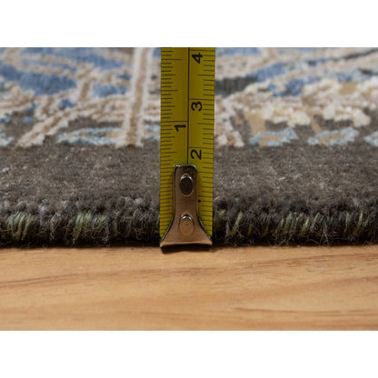 2'X3' Brown Broken & Erased Saroogh Design Wool And Silk Hand Knotted Rug