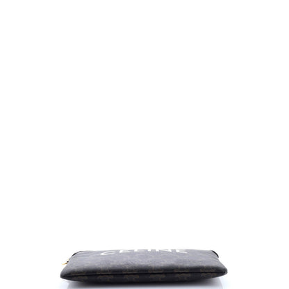 Celine Logo Zip Wristlet Pouch Triomphe Coated Canvas Small