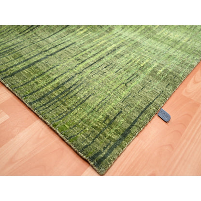 9'X12'3" Moss Green, Vertical Ombre Design, Hand Knotted, Soft Wool Rug