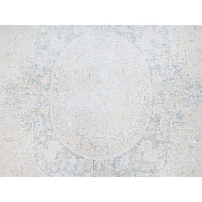 9'4"X12'3" White Pure Wool Hand Knotted Vintage Zoroastrian Karman Rug