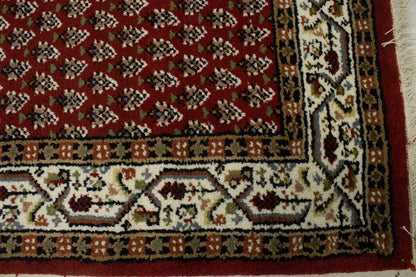 Hand-Knotted Wool Oriental Runner Rug Red Allover