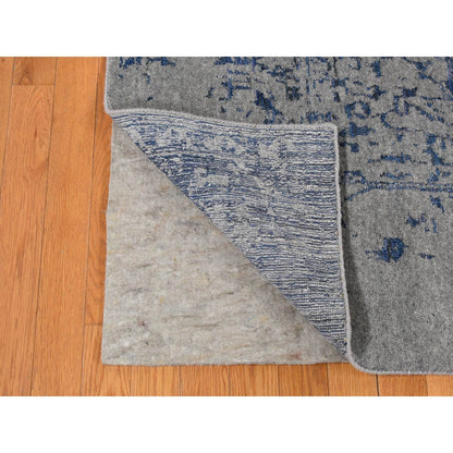 7'10"X10' Battleship Gray Jacquard Hand Loomed Hand Knotted Pure Wool Rug