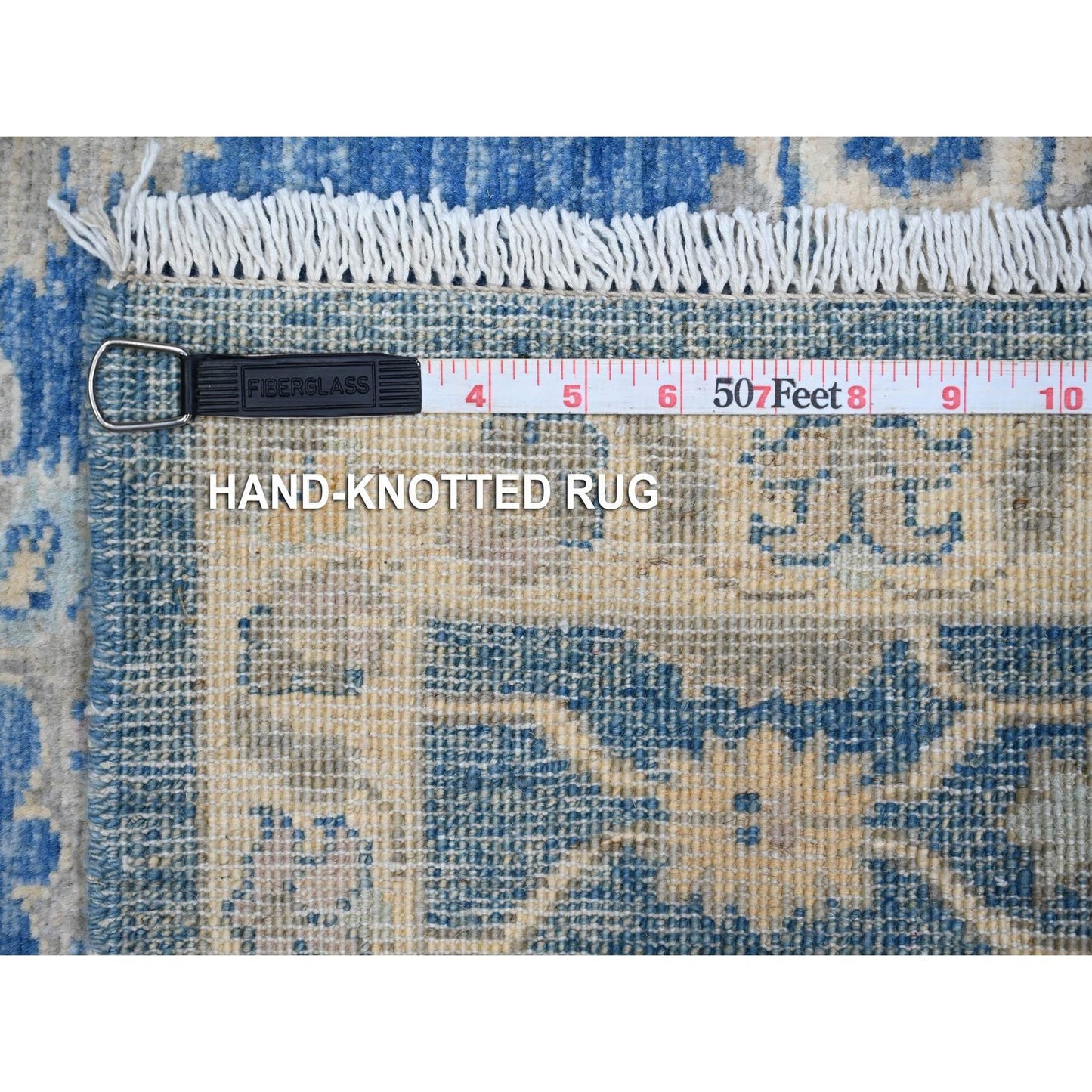 2'7"X11'8" True Blue Hand Knotted Wool Mahal All Over Design Runner Rug