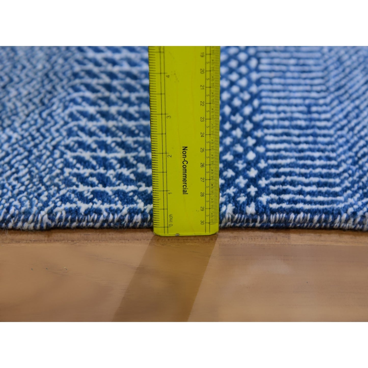 2'7"X12' Penn Blue Modern Grass Wool And Silk Hand Knotted Runner Rug