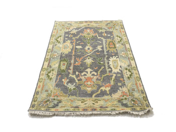 Handmade Floral Oushak Chobi Rug Colorfast