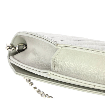 Saint Laurent Classic Monogram Wallet On Chain Matelasse Chevron Leather Small