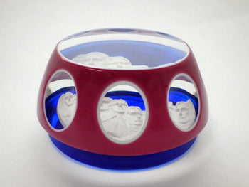 Baccarat Paperweight 1976 Mount Rushmore Presidential  Blue Glass Crystal Rare