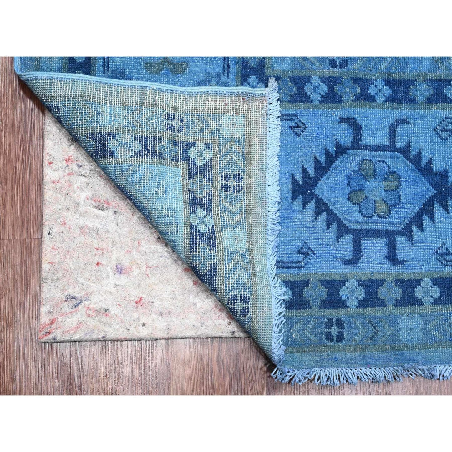 Rug 8'8"x11'9" Blue Hand Knotted Overdyed Kazak Geometric Design All Wool