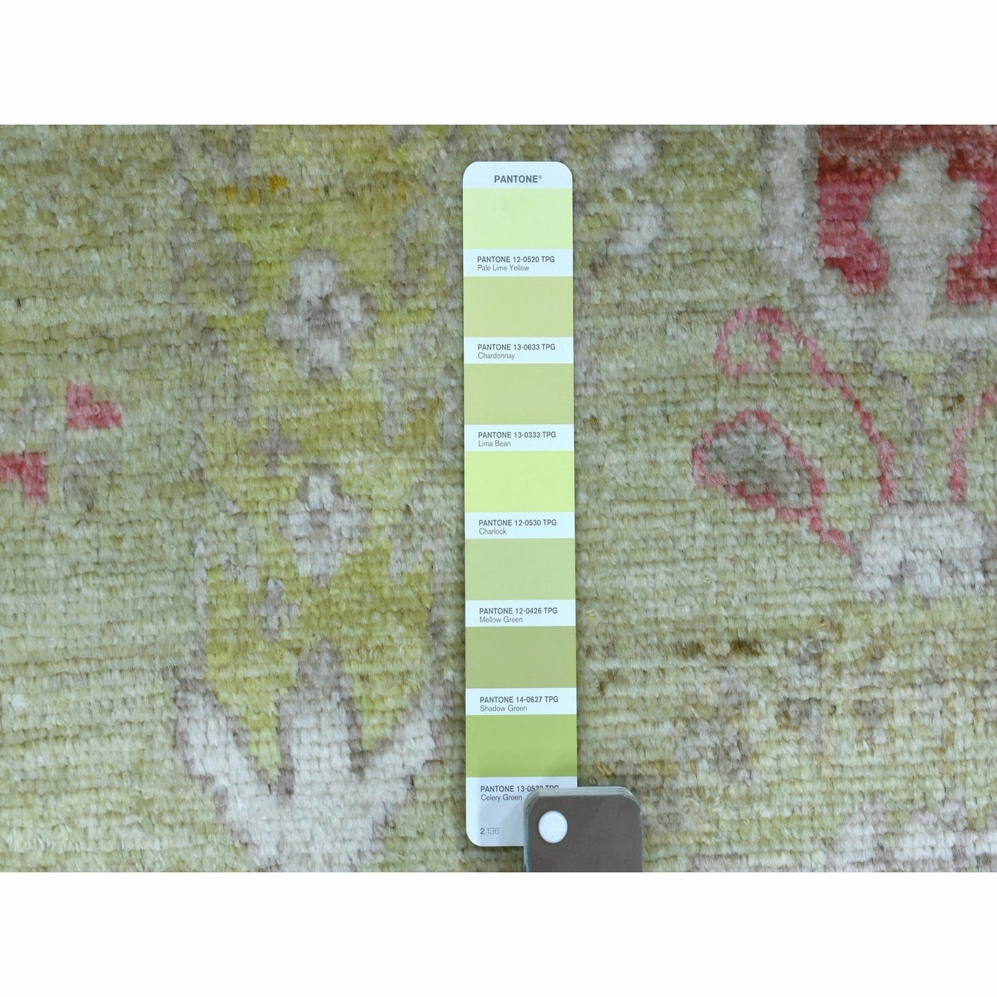 8'X9'9" Lime Green Afghan Angora Ushak Natural Wool Hand Knotted Rug