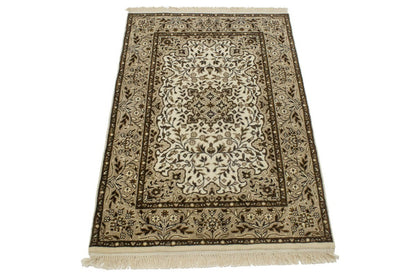 3X4 Handmade Small Classic Kirman Floral Rug Wool Oriental Area Decor Carpet