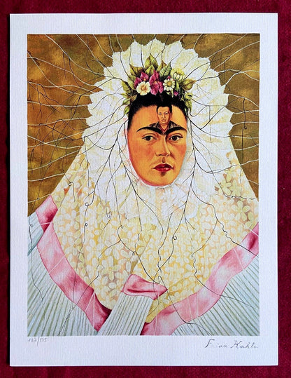 Frida Kahlo Lithograph Coa Signed Numbered By Hand Crayon Pencil