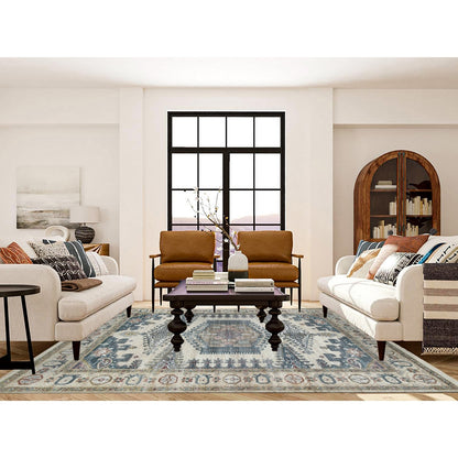 7'9"X10'4" Ivory Hand Knotted Reimagined Viss Design Wool Oriental Rug