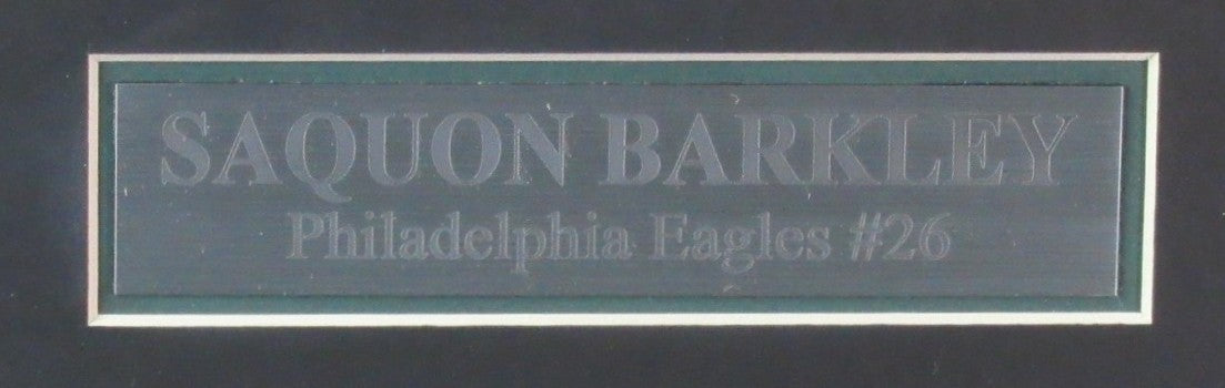Saquon Barkley Signed/Auto Eagles Green Football Jersey Framed PSA/DNA 203381