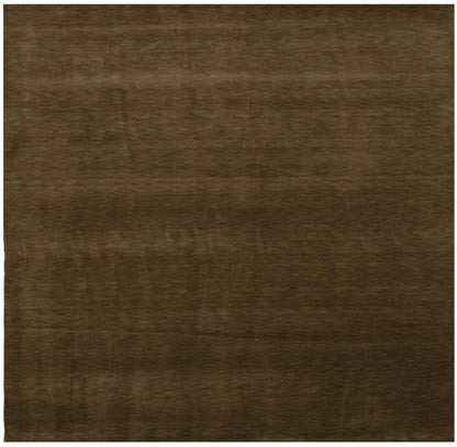 Solid Brown Hand-Loomed 8X8 Gabbeh Wool Rug
