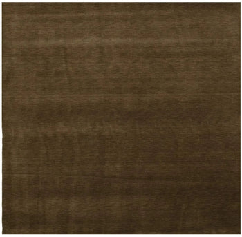 Solid Brown Hand-Loomed 8X8 Gabbeh Wool Rug