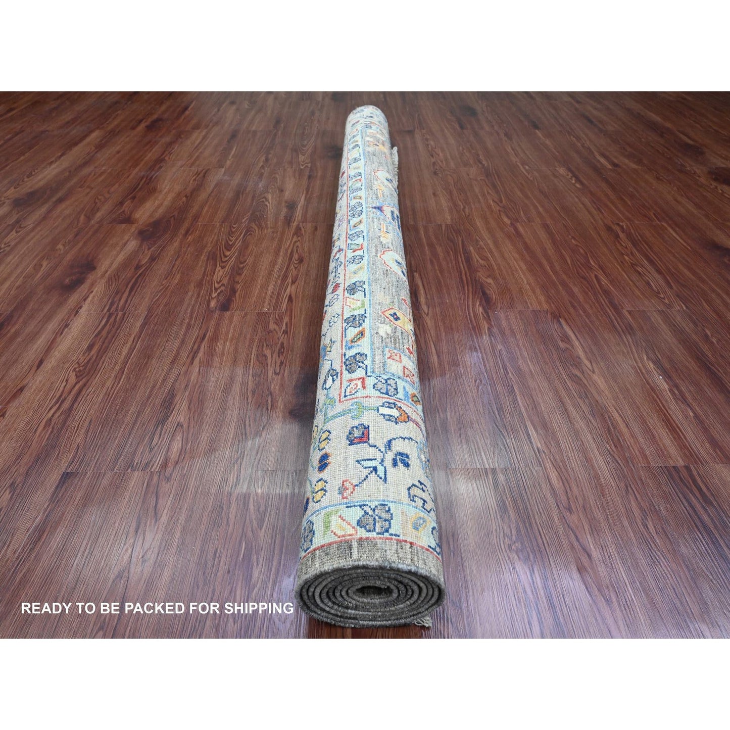 6'X9'1" Brown Afghan Peshawar Karjihooz Design Hand Knotted Pure Wool Rug