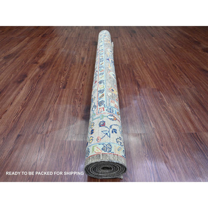 6'X9'1" Brown Afghan Peshawar Karjihooz Design Hand Knotted Pure Wool Rug