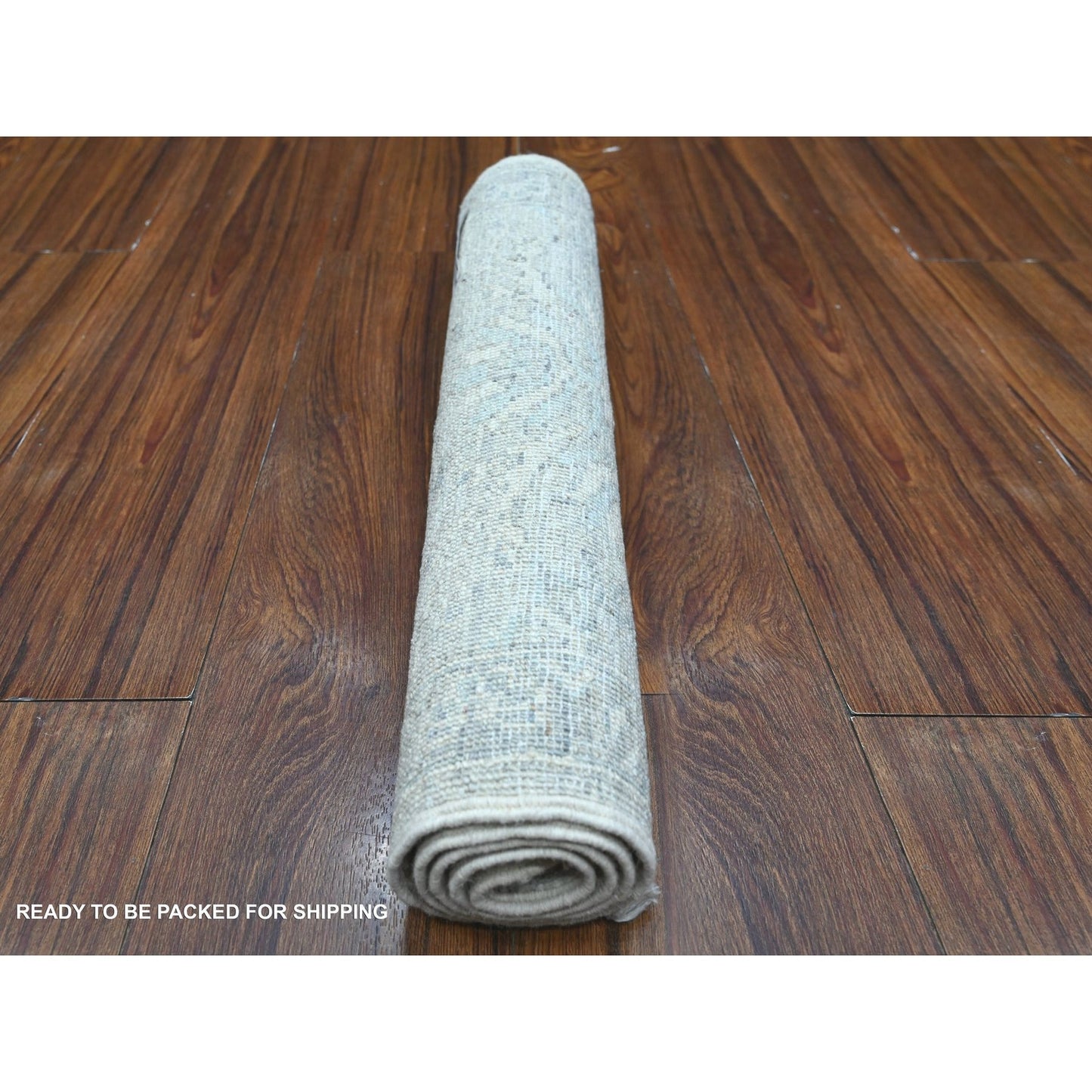 1'9"X3' Gray Hand Knotted Mahal Design Washed Out Wool Mat Oriental Rug