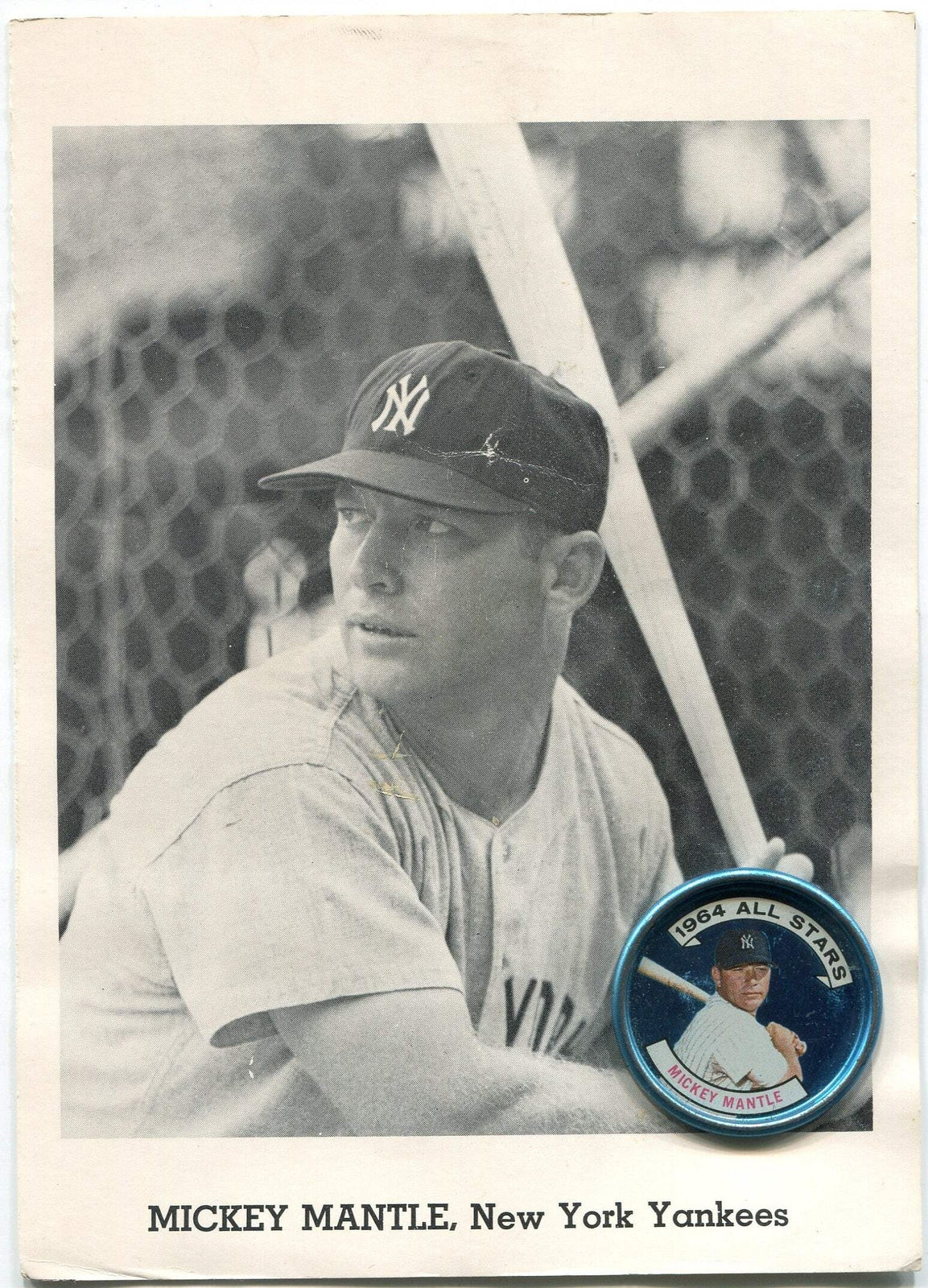 Mickey Mantle Unsigned 5X7 Photo With 1964 Coin