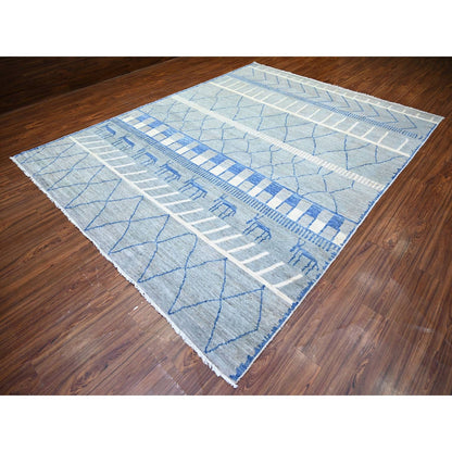 8'9"X11'6" Gray Boujaad Moroccan Berber Design Wool Hand Knotted Rug