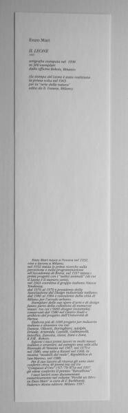 Enzo Mari1965-1998 IL LEONE Silkscreen print limited to 300 copies