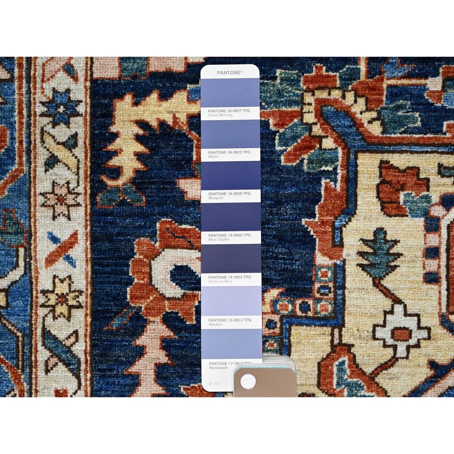 9'2"X11'8" Blue Hand Knotted Afghan Peshawar Seerape Heris Oriental Rug