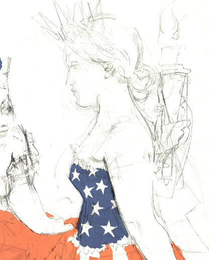 Jack Levine Marianne & The Goddess Of Liberty " Lithograph Contempo
