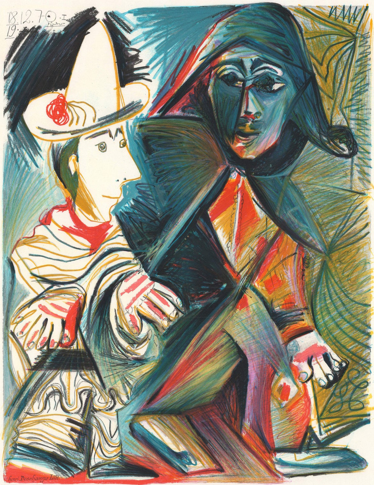 Picasso Pablo Dakar 30" x 21" Lithograph Cubism Multicolor 1972