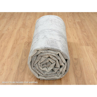 12'X18'1" Black Modern Design Wool And Silk Hand Loomed Oversized Rug