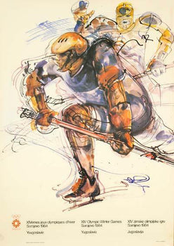 Sarajevo Olympics Poster 1984 Hockey By Mujezinovic Original Vintage Poster