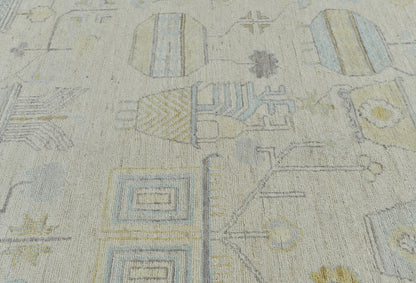 Handspun Wool Oushak Oriental Rug 9X12 Ft Muted