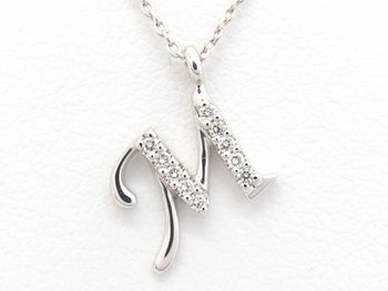 La Soma Diamond 0.06Ct Initial M Necklace K18 White Gold