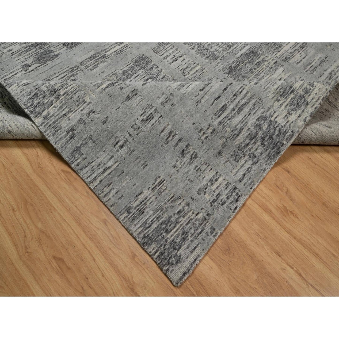 8'1"X10' Nevada Gray Modern Design Undyed Natural Wool Hand Knotted Rug