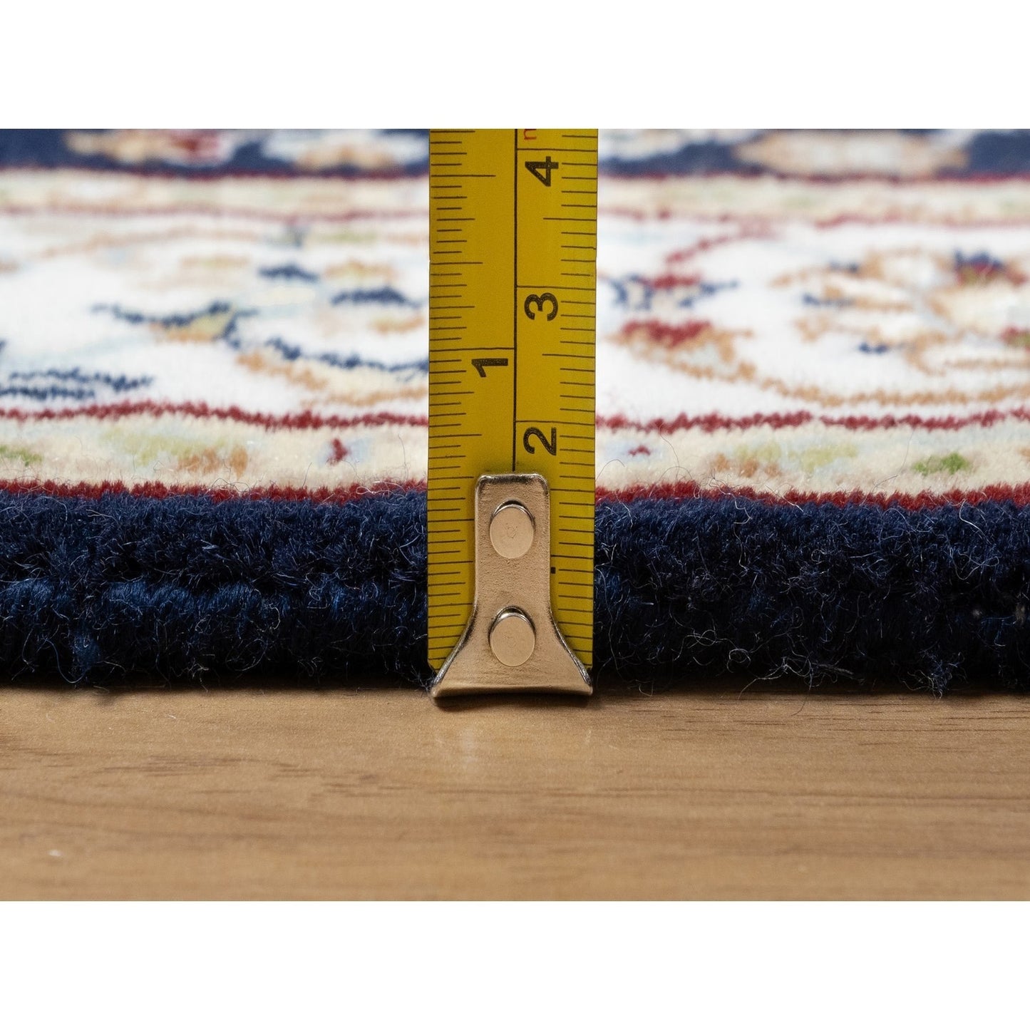 2'8"X18' Midnight Blue Nain Wool & Silk 250 Kpsi Hand Knotted Runner Rug