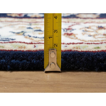 2'8"X18' Midnight Blue Nain Wool & Silk 250 Kpsi Hand Knotted Runner Rug