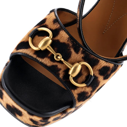 Gucci Women'S Lady Horsebit Heeled Sandals Printed Pony Hair