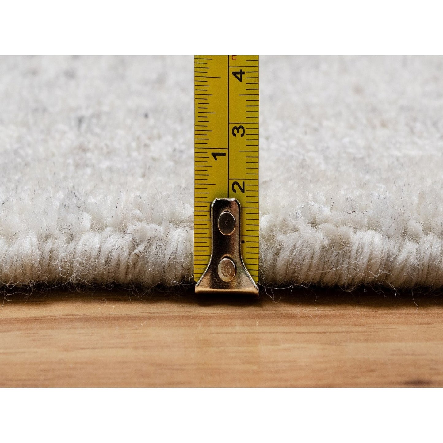 2'6"X12' Ivory Vertical Stripe Design Hand Loomed Natural Wool Runner Rug