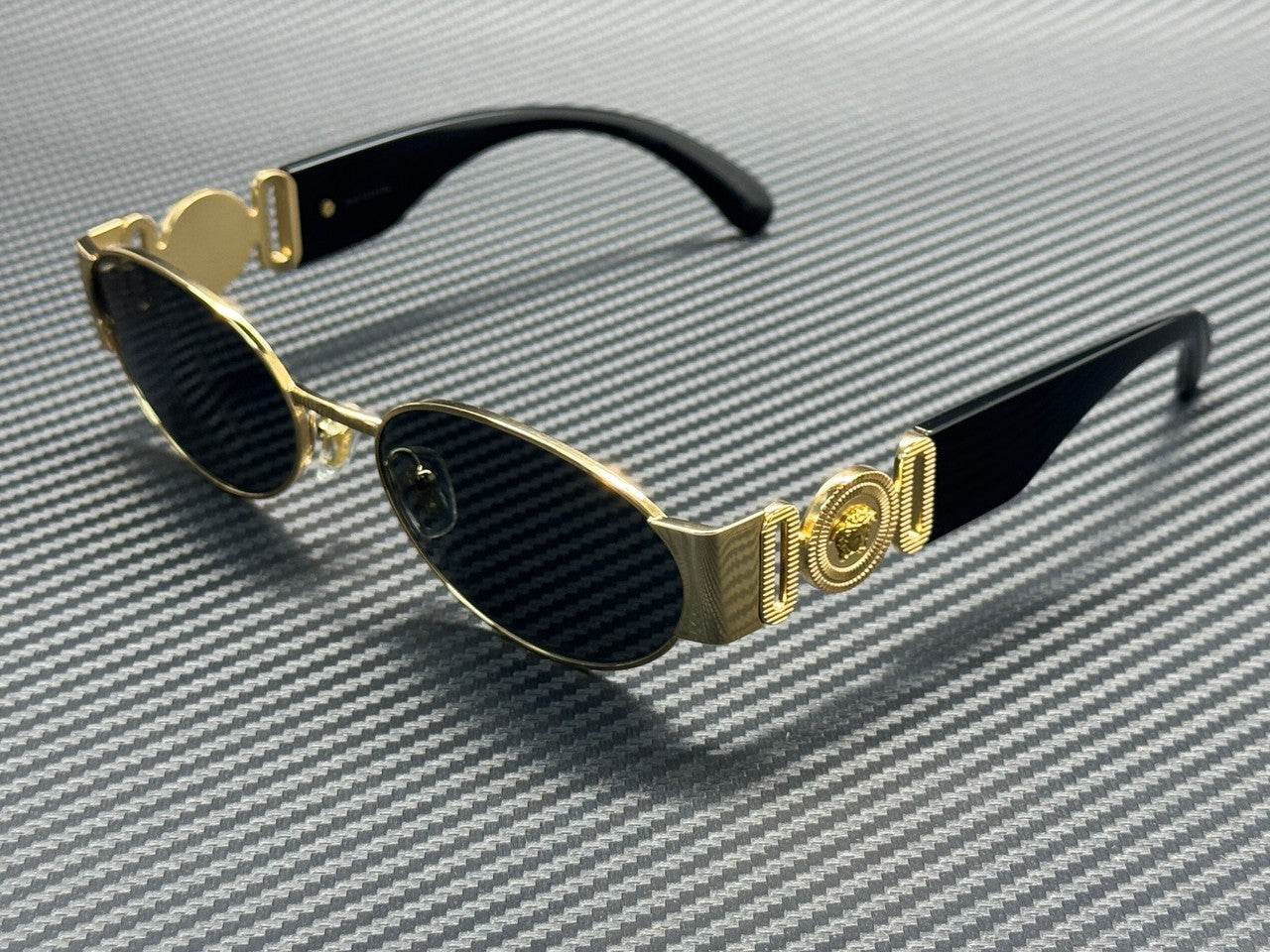 VERSACE VE2299 100287 Gold Dark Grey Men's 56 mm Sunglasses