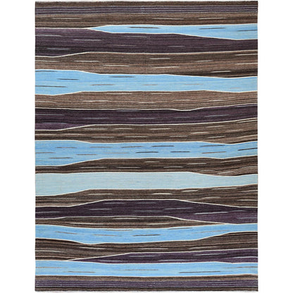 10'5"x14' Wool Flat Weave Brown Mountain Design Kilim Hand Woven Rug