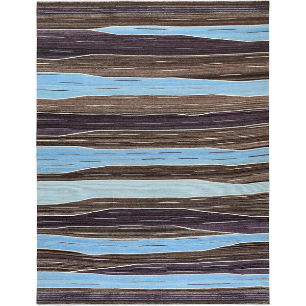 10'5"x14' Wool Flat Weave Brown Mountain Design Kilim Hand Woven Rug