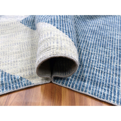 12'1"X18'4" Blue Art Deco Collection Wool Hand Knotted Oversized Rug