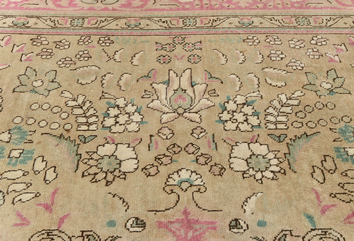 Handmade Distressed Antique Oriental Rug Floral