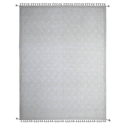 9'1"X12'1" Ivory Hand Knotted Wool Moroccan Diamond Repetitive Design Rug