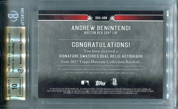 Andrew Benintendi 2017 Topps Museum Collection Dual Relic Auto Card