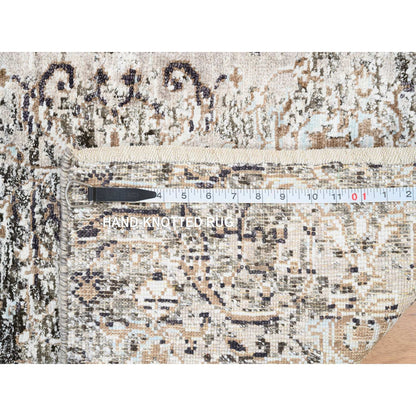 2'1"X3' Gray Hand Knotted Transitional Farsian Silk With Wool Mat Rug