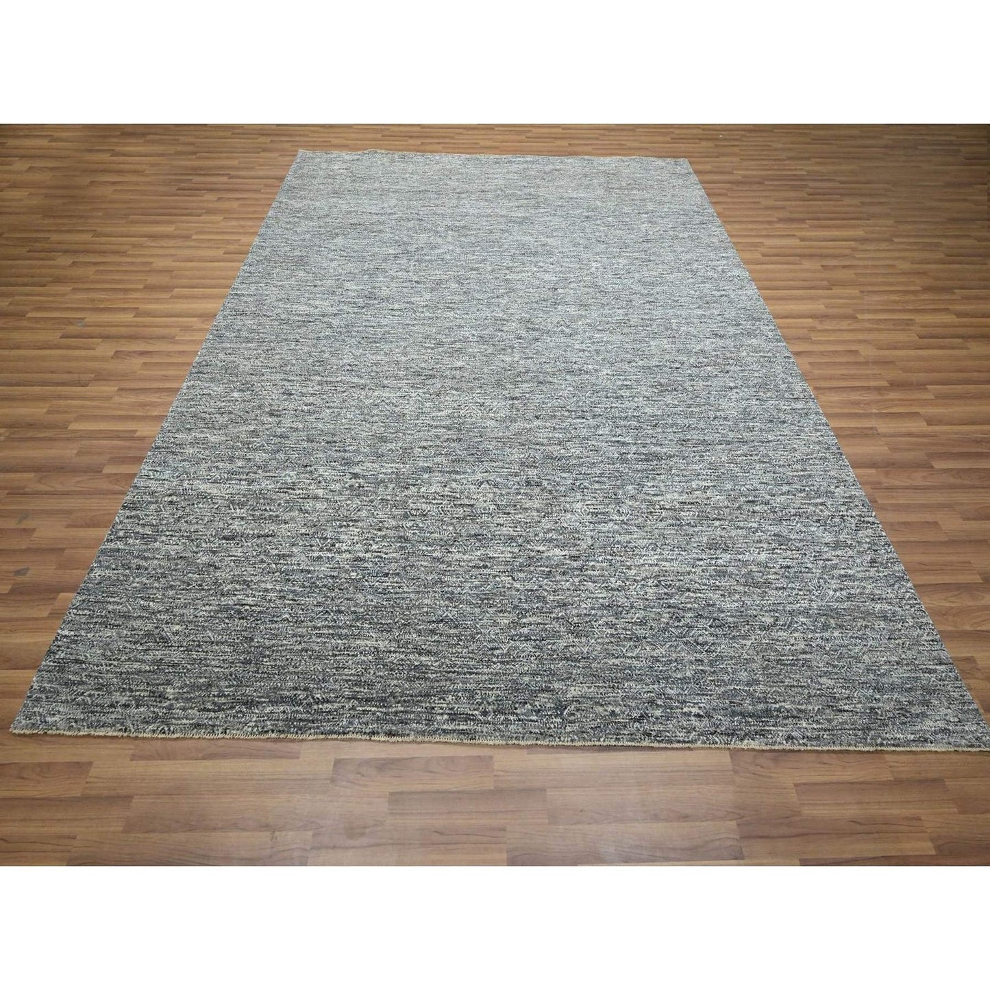 8'X10' Gray Kohinoor Pattern Small Geometric Design Hand Knotted Wool Rug