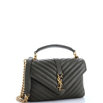 Saint Laurent Classic Monogram College Bag Matelasse Chevron Leather Medium
